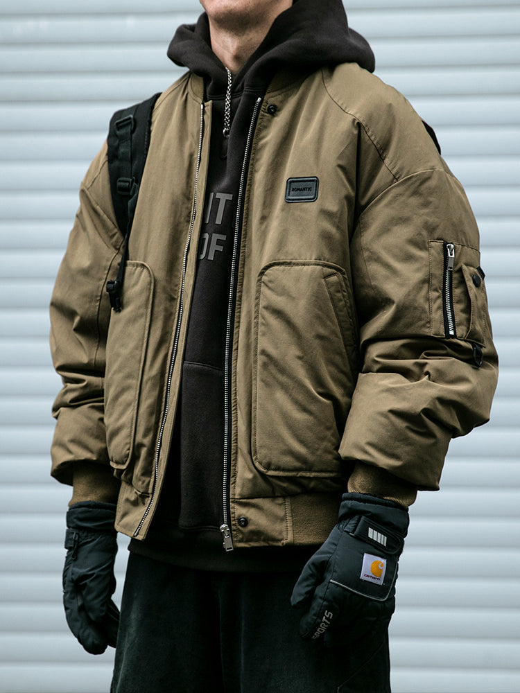 American Style Trendy Brand 90 White Duck Down Workwear Flight Jacket Down Jacket Men Winter Loose Thickened Warm Short Coat