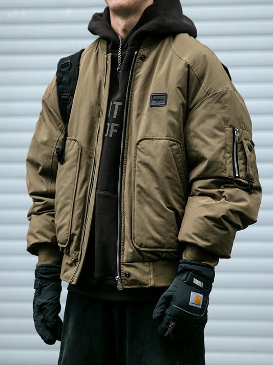 Men's American Trendy Flight Jacket - 90% White Duck Down Warm Workwear Coat