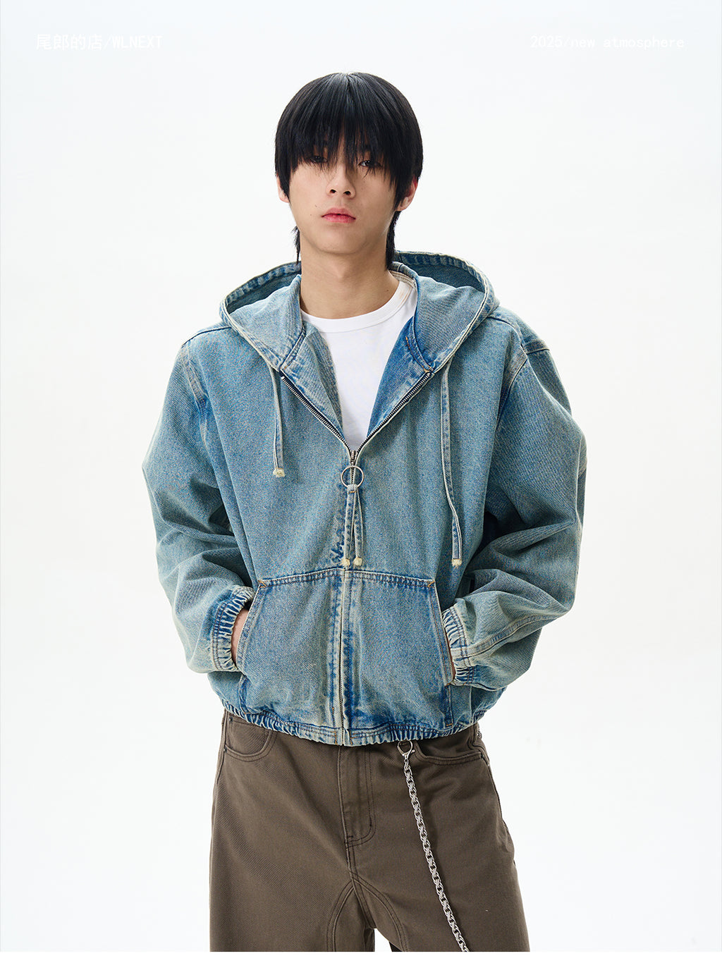 American High Street Hooded Denim Jacket for Men, Trendy Brand with High-End Feel, Cool and Unique Jacket for Couples