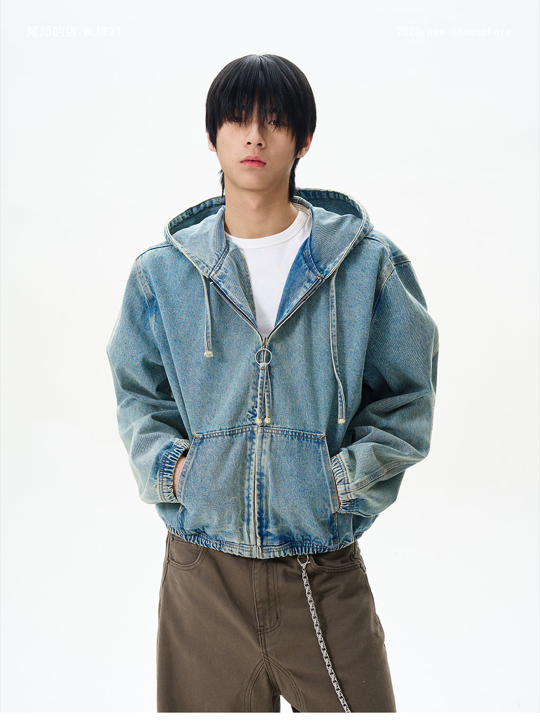 American High Street Hooded Denim Jacket for Men, Trendy Brand with High-End Feel, Cool and Unique Jacket for Couples