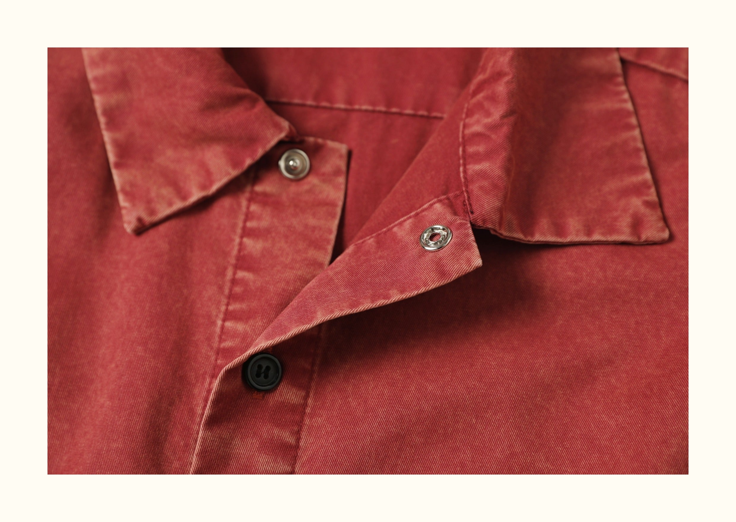 Heavy Washed Patch Embroidery Street Cotton Loose Shirt Men Skateboarding Street Dance Rust Red Short Sleeve