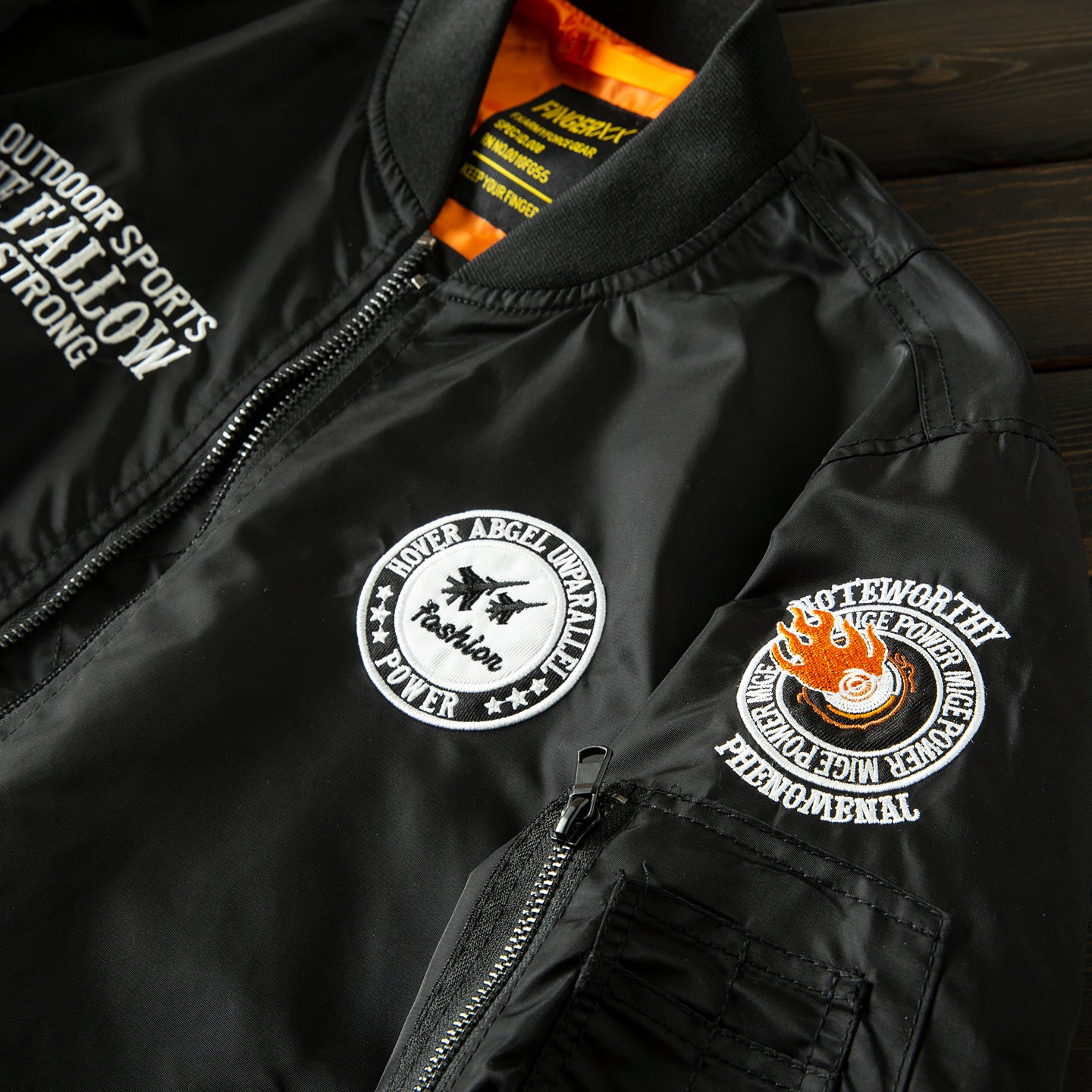 Men’s Heavy Embroidery Baseball-Collar Flight Jacket – Rugged Retro Casual for Fall