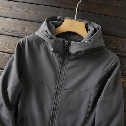 Men's Premium Fleece Thermal Soft Shell Jacket - Autumn Windproof Waterproof Thickened Hooded Coat