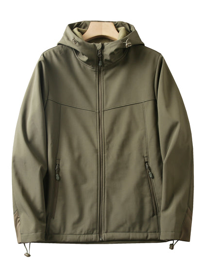 Men's Premium Fleece Thermal Soft Shell Jacket - Autumn Windproof Waterproof Thickened Hooded Coat
