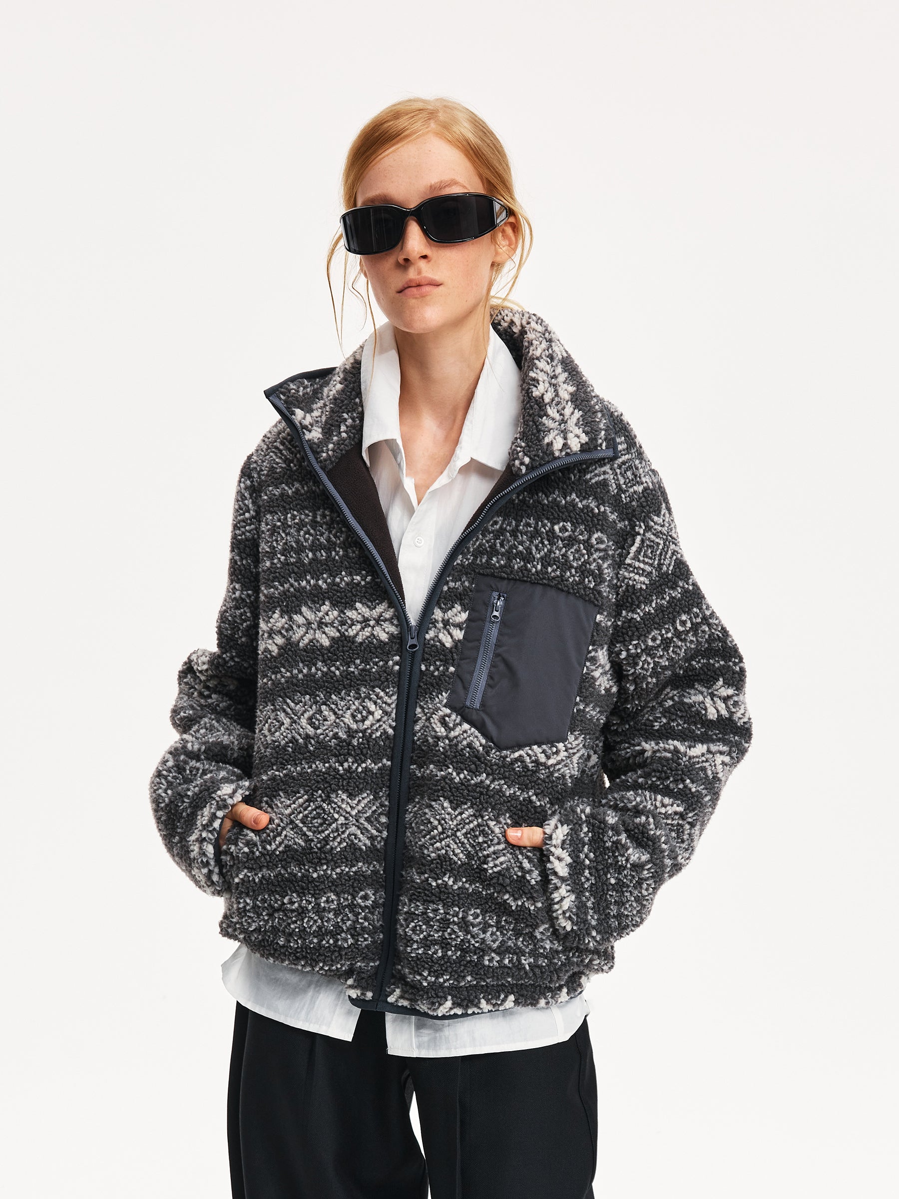 Nordic Fair Isle Lamb-Wool Jacquard Coat – Vintage Pattern Draw-String Loose Fit (Unisex)