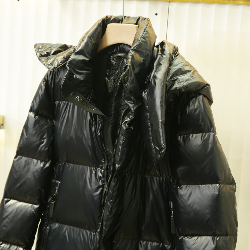 Men's Euro-American Style Mid-Length Down Jacket - 700 Fill Power Cold-Resistant Windproof Hooded Thickened Warm Coat