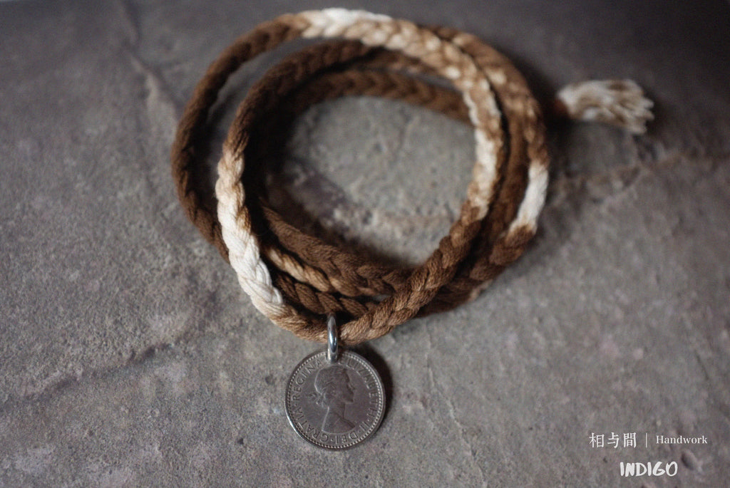 Sixpenny Lucky Coin Plant Dyed Woven Hand Strap National Fashion Original Necklace Bracelet Dual-Use