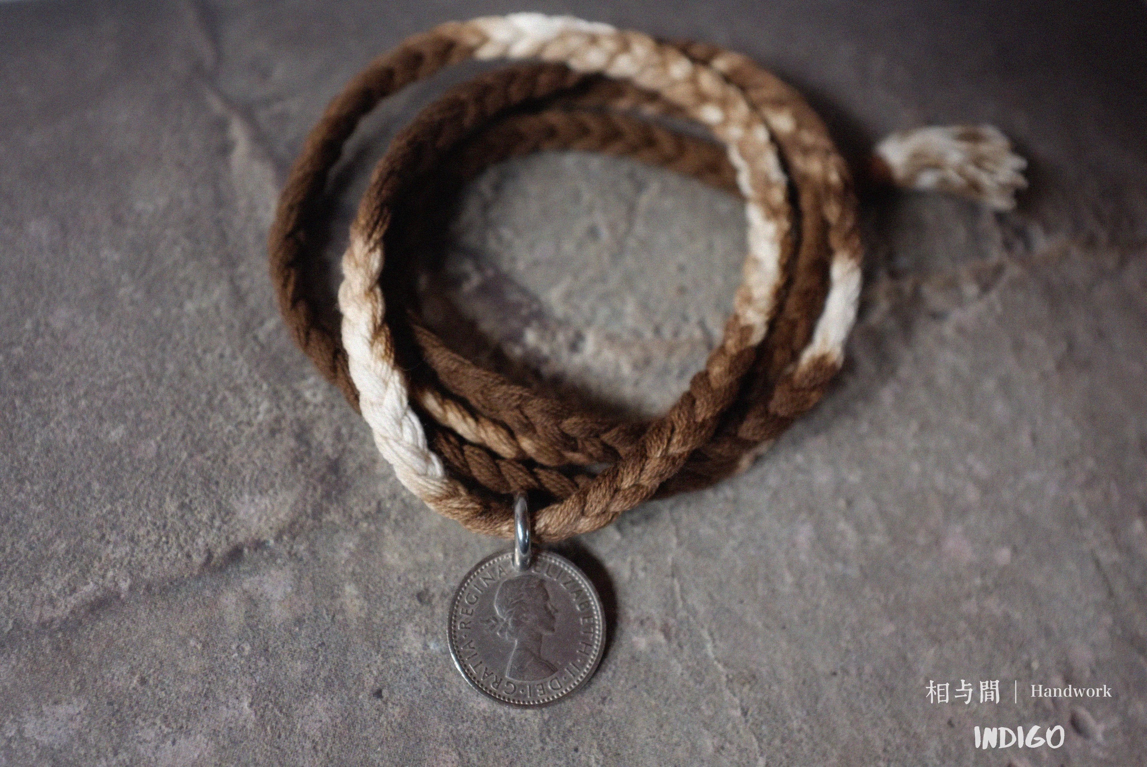 Sixpenny Lucky Coin Plant Dyed Woven Hand Strap National Fashion Original Necklace Bracelet Dual-Use