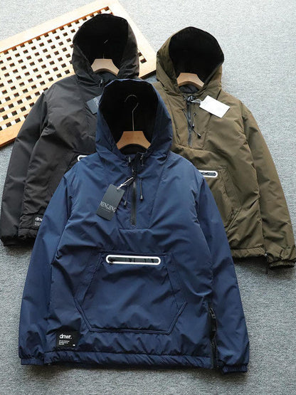 Unisex Outdoor Cotton Jacket - Export Spain Windproof Water-Resistant Hooded Loose Casual Coat