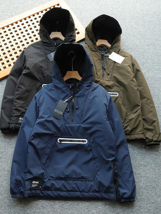 Unisex Outdoor Cotton Jacket - Export Spain Windproof Water-Resistant Hooded Loose Casual Coat