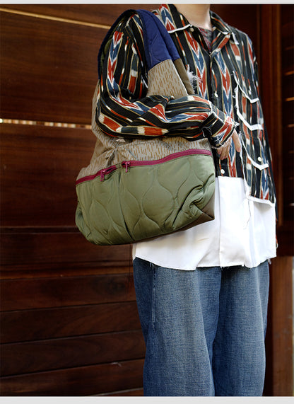 Original 2025 Spring New Retro Patchwork Design Single Shoulder Handbag Large Capacity Commuter Bag