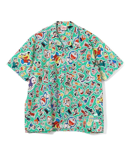 Beams Joint Name Doraemon Summer Limited Commemorative Short Sleeve Shirt Loose Shoulder Cuban Collar Couple Casual