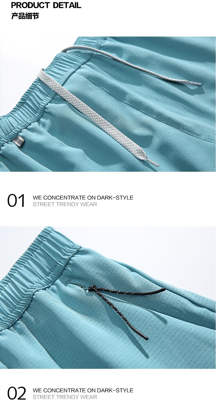 Summer Outdoor Fake Two-Piece Double-Layer Running Sports Shorts for Men Anti-Exposure Quick-Dry Cycling Training Shorts