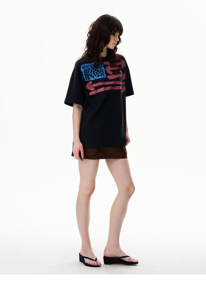 American Retro Dirty Short Sleeve T-Shirt for Men Ins Trendy Brand Fashion Cool Niche Top Couple Tee