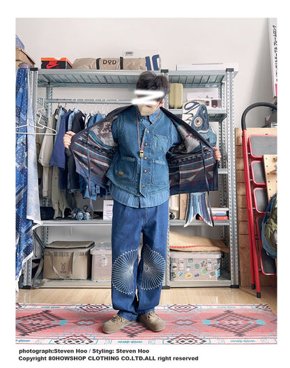 Men's Japanese Retro Reversible Ethnic Style Dao Robe Jacket