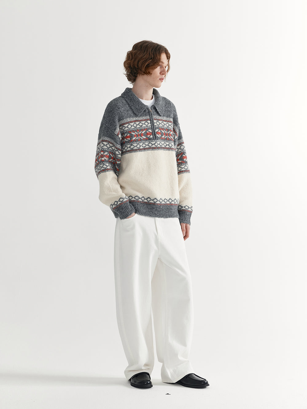 Coke Life Carpem Unisex Retro Fair Isle Sweater Jacket - Autumn Wool Zipper Loose Lazy Style Top