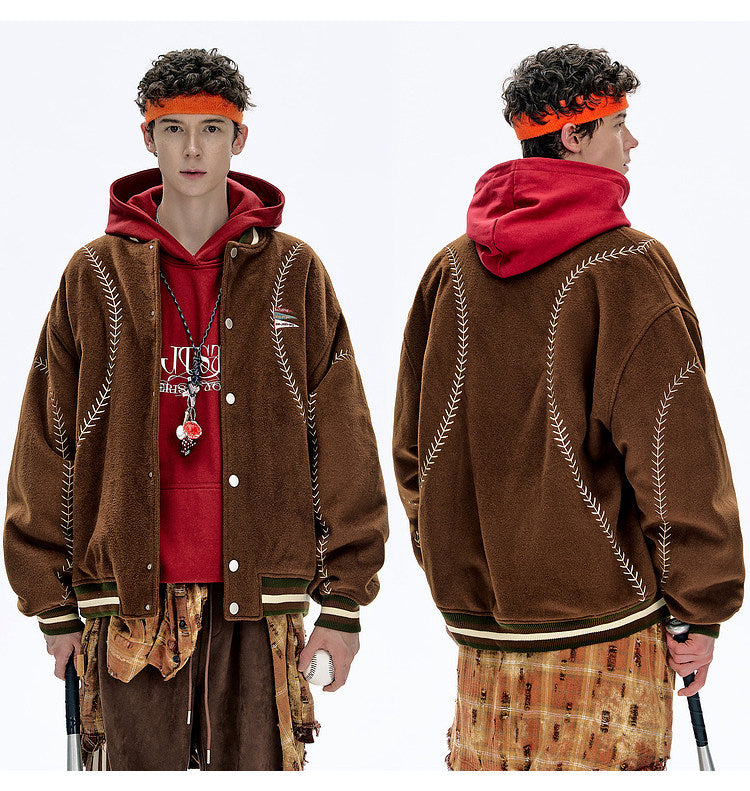 BJHG Quilted Baseball Jacket - American Style Color-Block Winter Coat (Unisex)