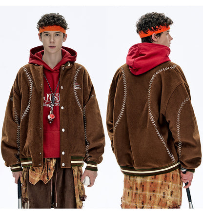 BJHG Quilted Baseball Jacket - American Style Color-Block Winter Coat (Unisex)