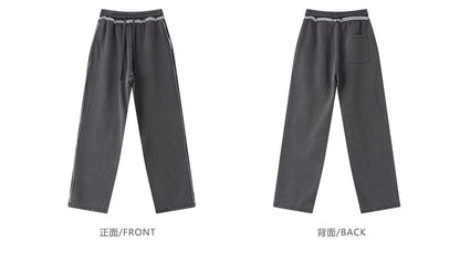Heavyweight Fleece Washed Straight Sweatpants – Loose Casual American Style