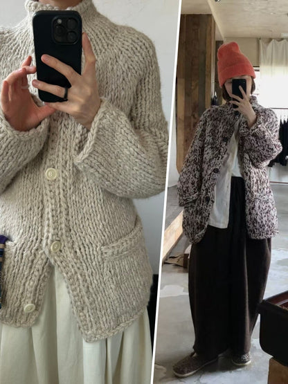 Hand-Woven Korean Designer Cardigan Jacket – Instant Delivery 2025 “C-asey” Old-Money Style (Unisex)