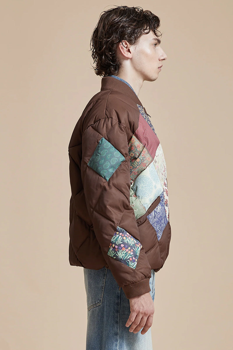 retro Ethnic Style Diamond Patchwork Cotton Jacket