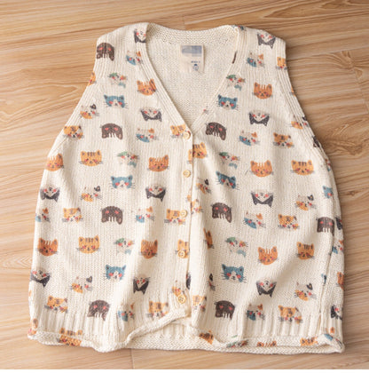 Mori Girl Floral Knitted Sweater Vest – Retro Button Sleeveless Knit