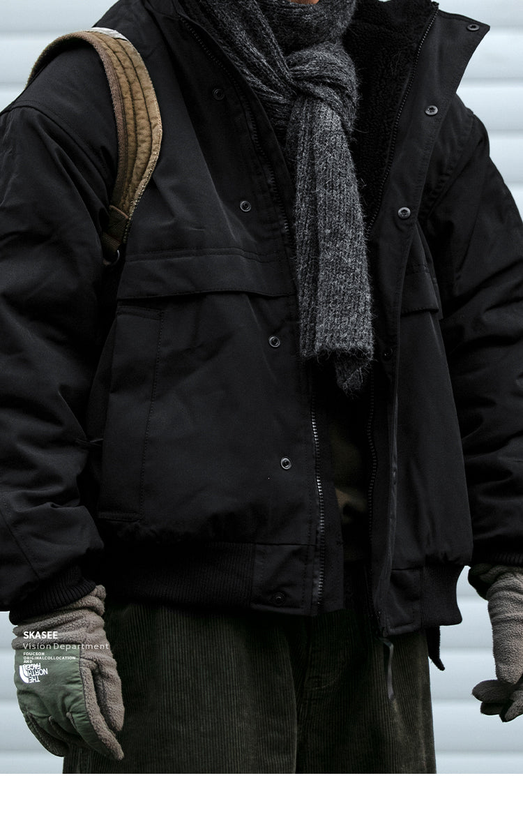 Japanese Style Trendy Brand Lamb Wool Stand Collar Cotton Jacket Men Winter Trendy Brand Couple Loose Thickened Warm Workwear Cotton Coat Jacket