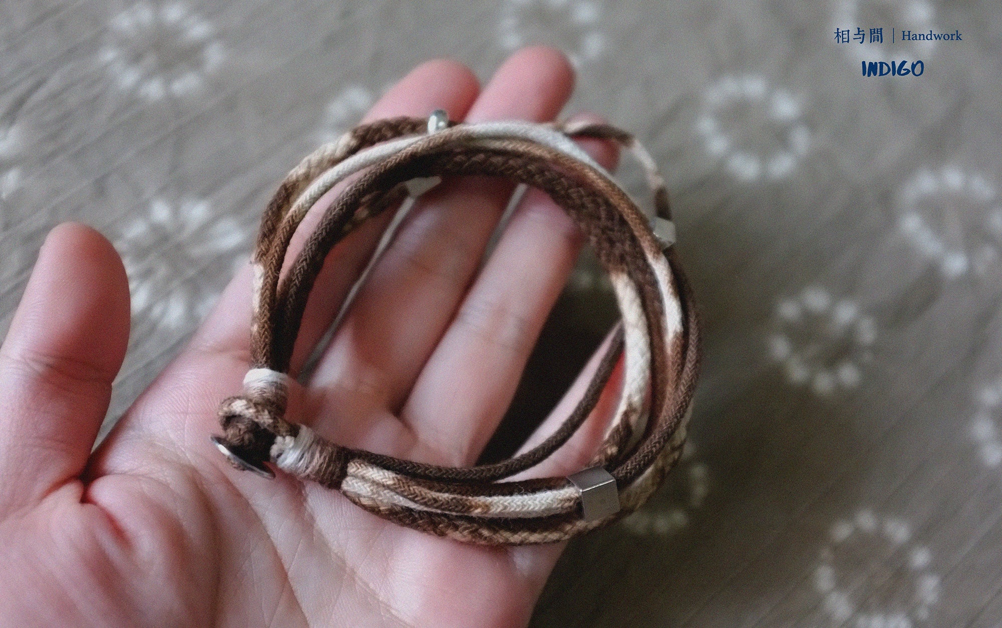 Original Design Multi-Layer Plant Dyed Cotton and Linen Handmade Bracelet 925 Silver Niche Tie-Dye Couple Bracelets