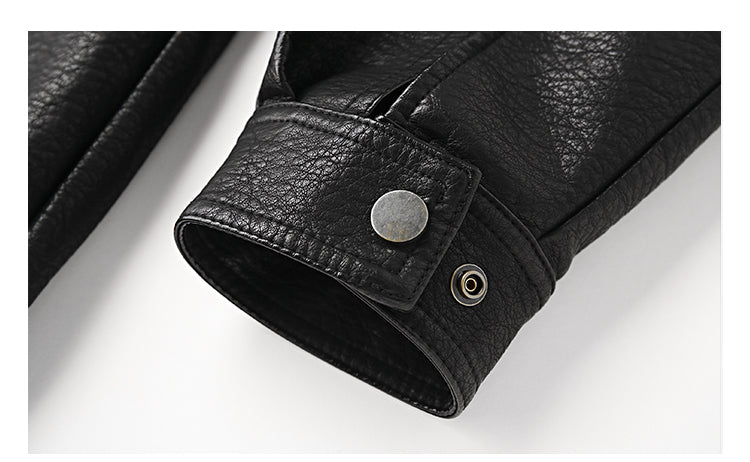 American Retro Lychee Grain Leather Jacket for Men, Spring and Autumn New Style, Cool Motorcycle Jacket, Short Workwear Stand Collar Jacket, Trendy