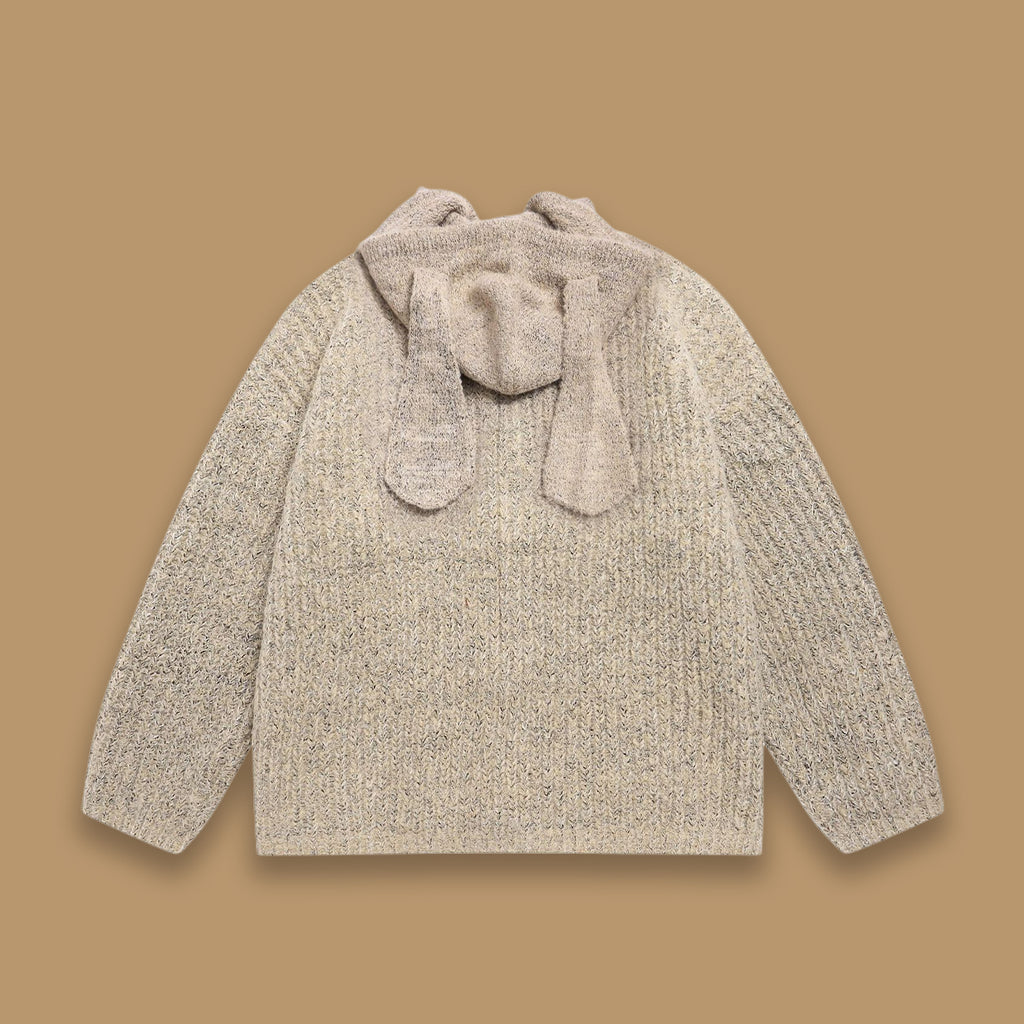 Retro Rabbit-Ear Braided Hooded Sweater – Woodoo National-Trend Unisex Knit