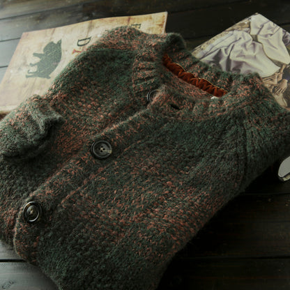 Italian-Order Mohair Wool Cardigan – Heavy Knit Autumn/Winter Coat (Unisex)