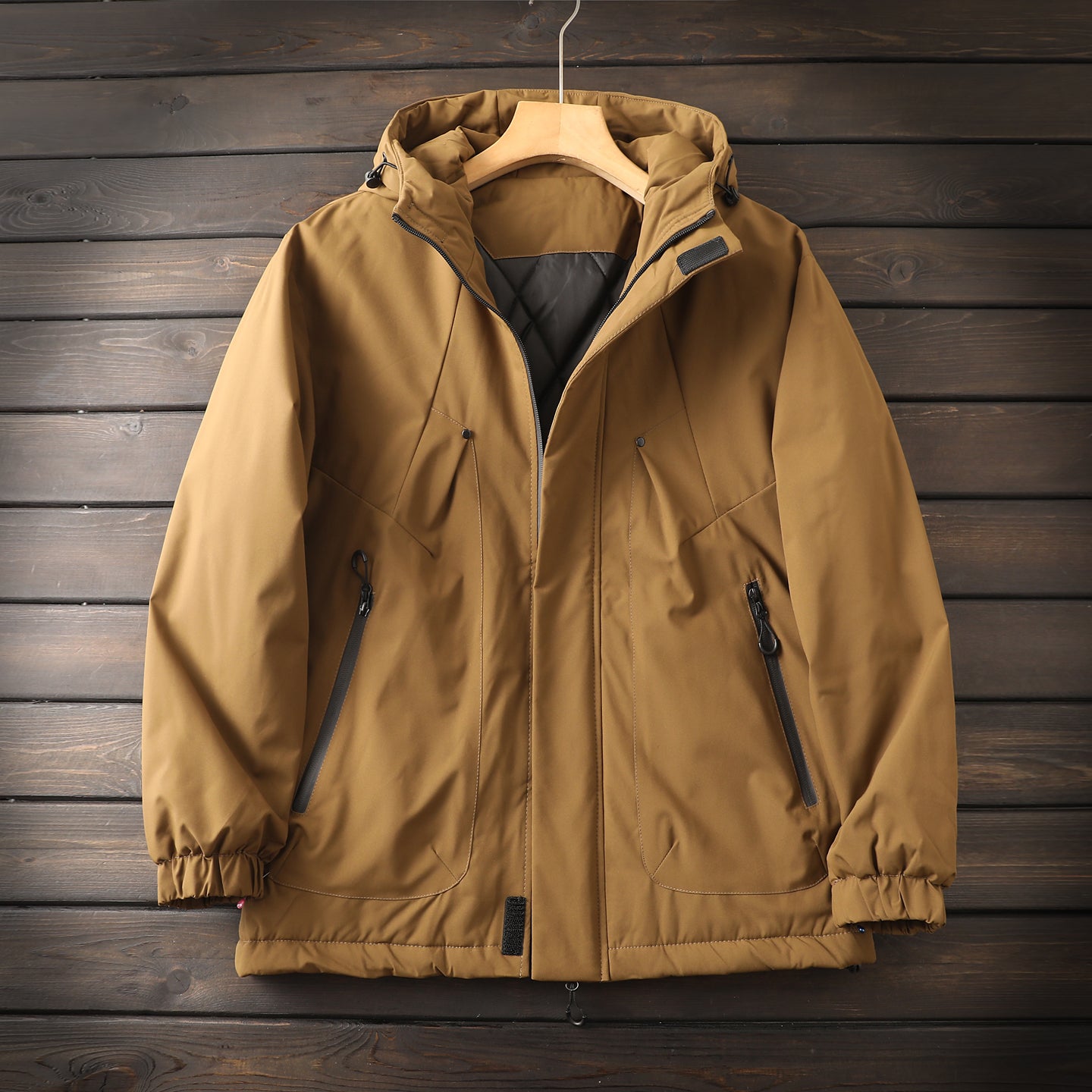 Men's Plus Size Euro-American Style Winter Jacket - Windproof Waterproof Hooded Thickened Cotton Coat