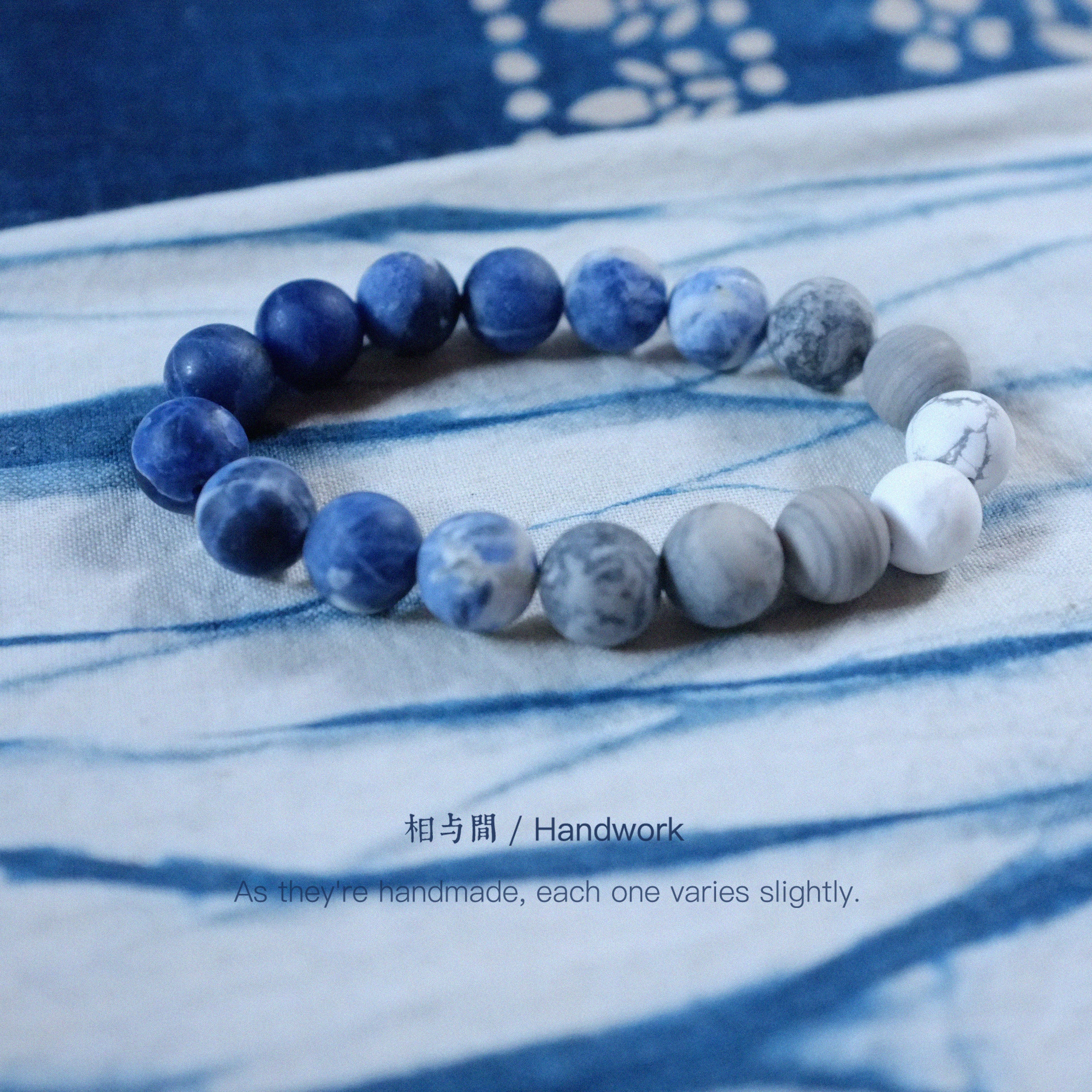 Original Planet Blue Vein Stone Bracelet Gradient Matte Stone Couple Artistic Mountain Sea Natural Bracelet