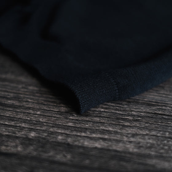 Classic British Retro Pure Black Turn-down Collar Polo Shirt High-woven Long-staple Cotton