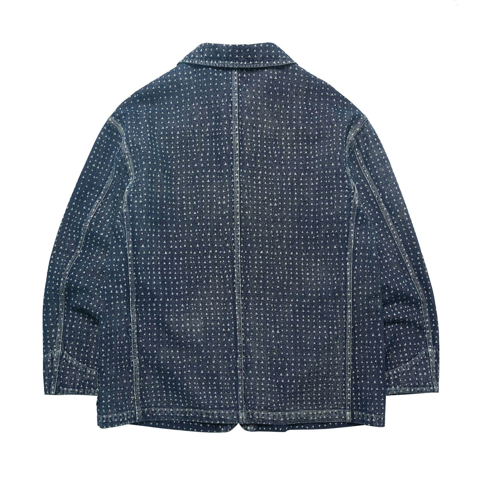Uncle Xiao African Indigo-Dyed French Jacket – Vintage Cotton Blend, Lightly Washed, Japanese-Retro