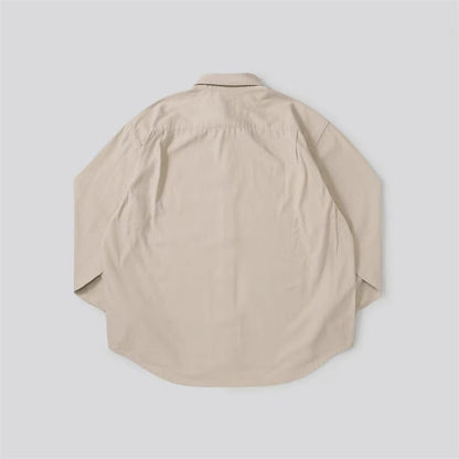 Long Sleeve Shirt Pure Cotton Japanese Style Simple Solid Color Shirt for Men