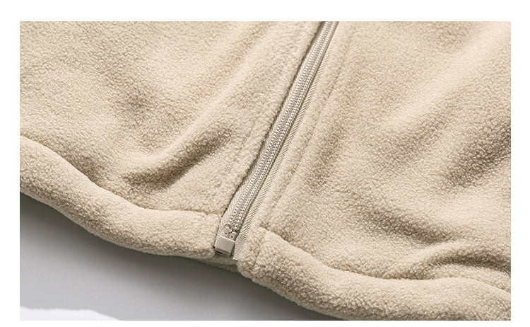 25 Winter Fleece Cardigan Cotton Jacket Men's Trendy Loose Couple Sweatshirt Men's BF Style Stand Collar Casual Top Coat