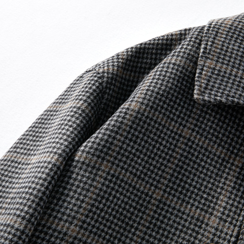 Heavyweight 53% Sheep Wool Houndstooth Lapel Coat – Korean-Style Casual Winter Staple