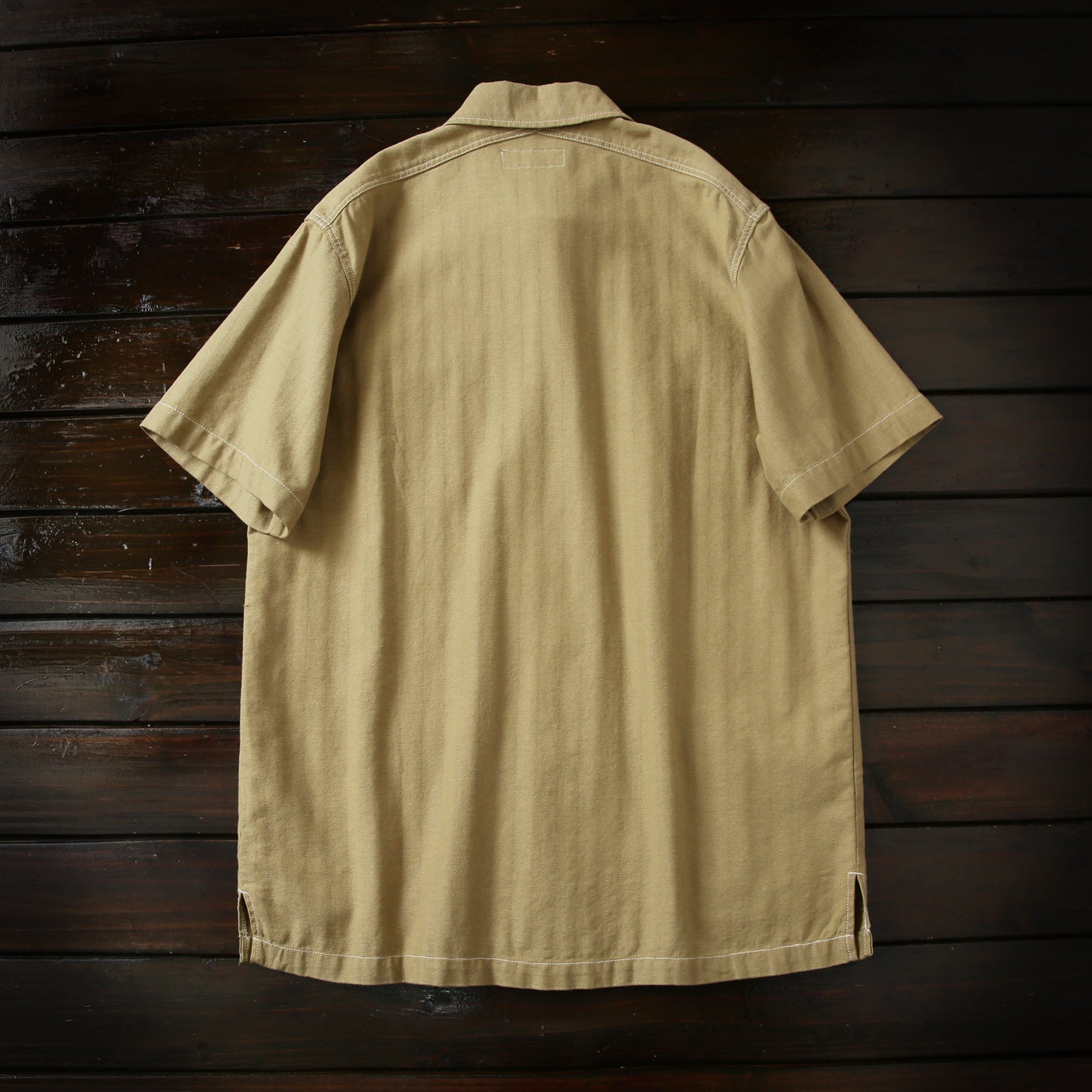 100% Cotton Herringbone Summer Men's Loose Casual Short Sleeve Work Shirt Top
