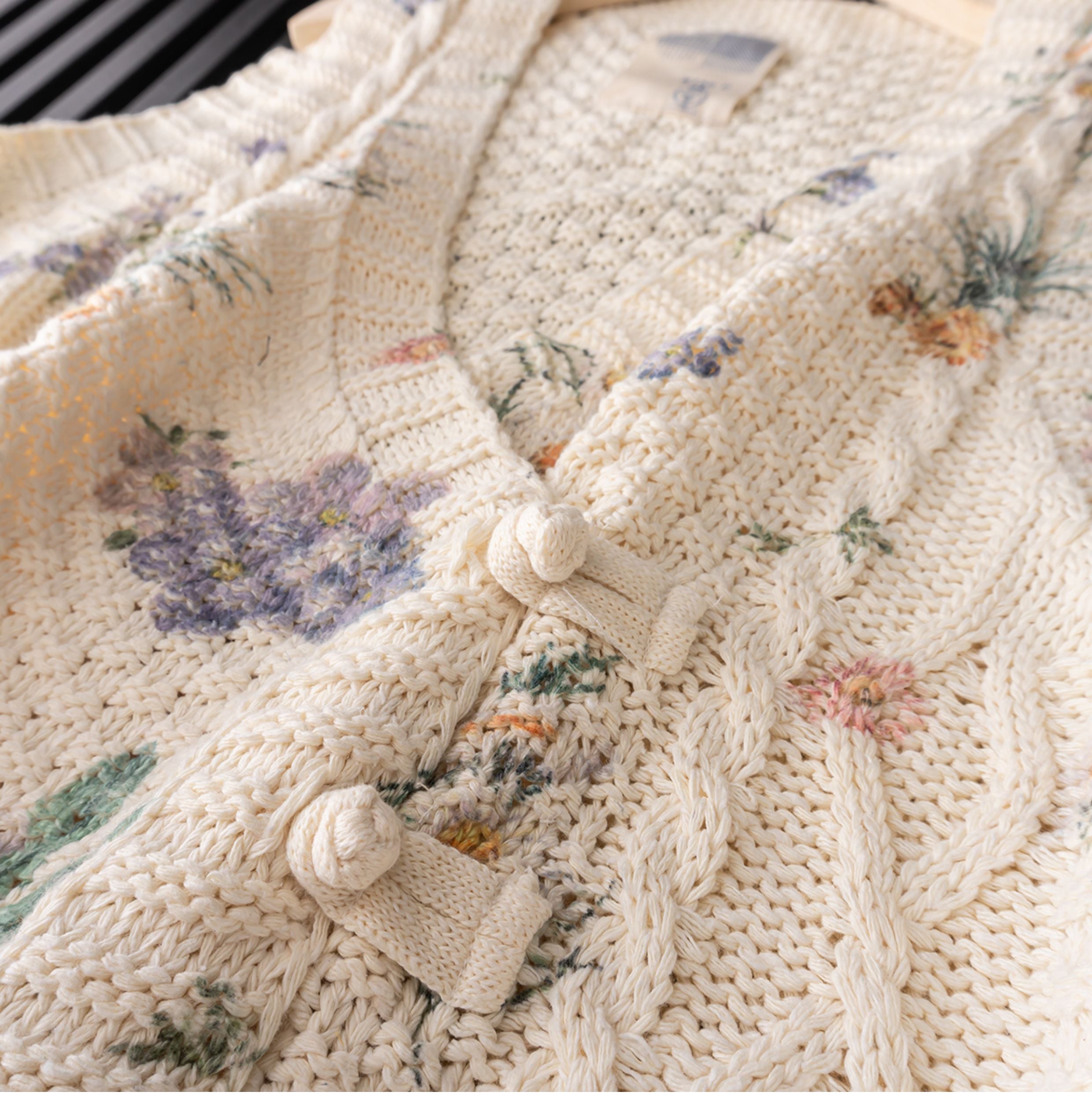 Mori Girl Floral Knitted Sweater Vest – Retro Button Sleeveless Knit