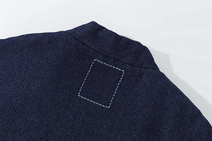 INDIGO STYLE Vintage Taoist Robe Denim Jacket - Two-Tone Oversized Coat (25AW)