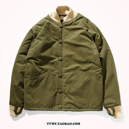 Japanese Retro Quilted Cotton Jacket - Baseball Collar Vintage Coat (Men)