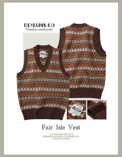 British-Retro Fair Isle Wool Vest – Idle Style Jacquard (Unisex)
