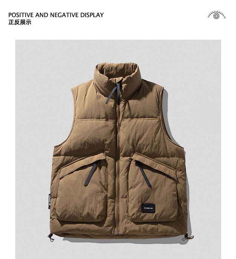 Mountain-Style Caramel 90% Duck-Down Vest – Warm Workwear Insulated (Unisex)