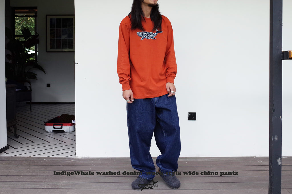 IndigoWhale High-Rise Button-Washed Denim Chino Jeans – Loose Straight Chino Style