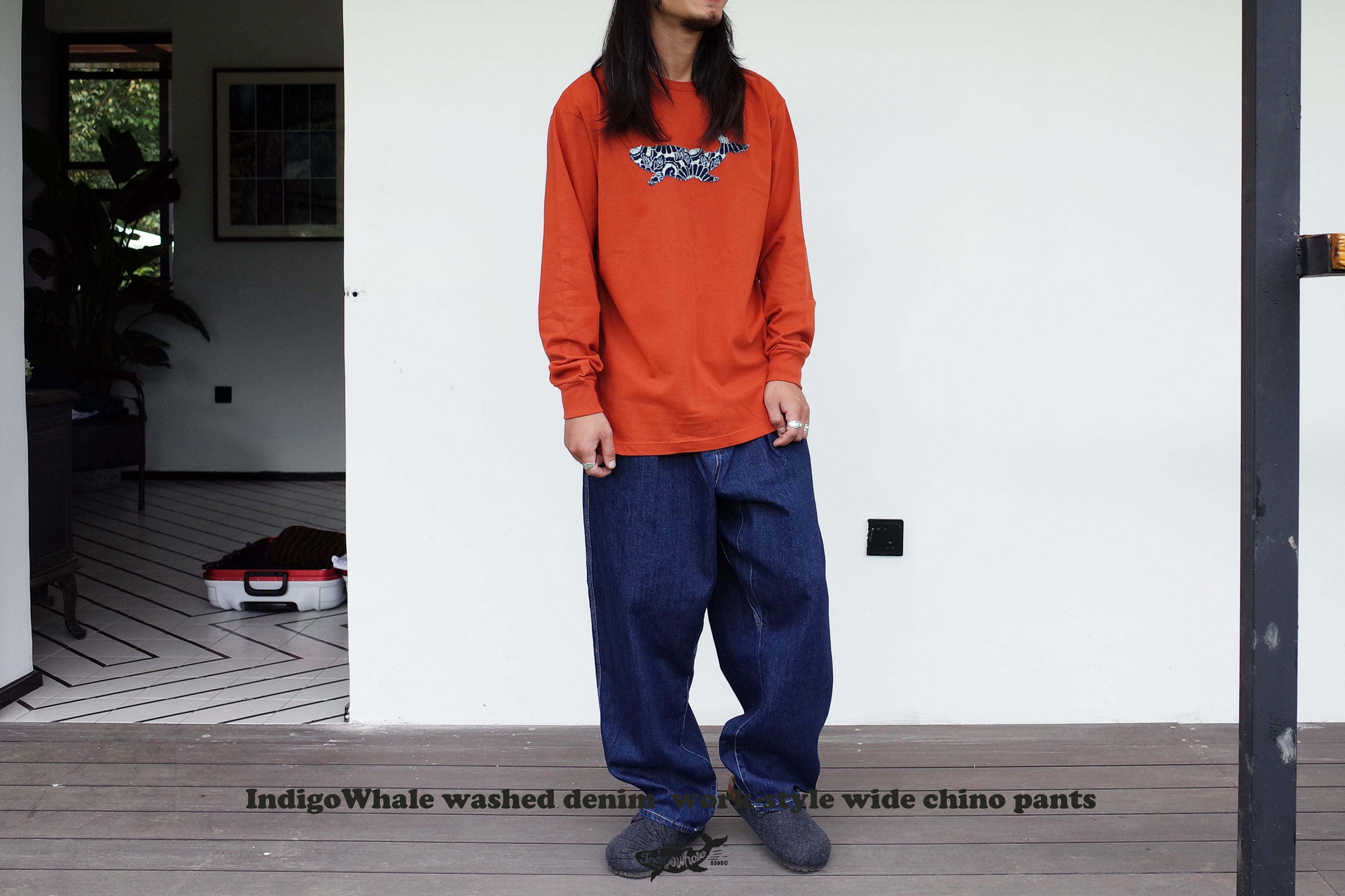 IndigoWhale High-Rise Button-Washed Denim Chino Jeans – Loose Straight Chino Style