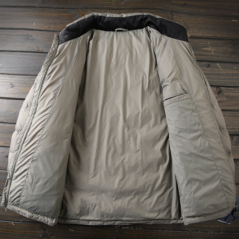 Men's Plus Size Lightweight High-Fluffy Down Jacket - Winter Stand Collar Warm Export Overstock Coat