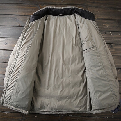 Men's Plus Size Lightweight High-Fluffy Down Jacket - Winter Stand Collar Warm Export Overstock Coat