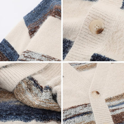 Retro Striped Cardigan Sweater – Simple Unisex Designer Knitwear