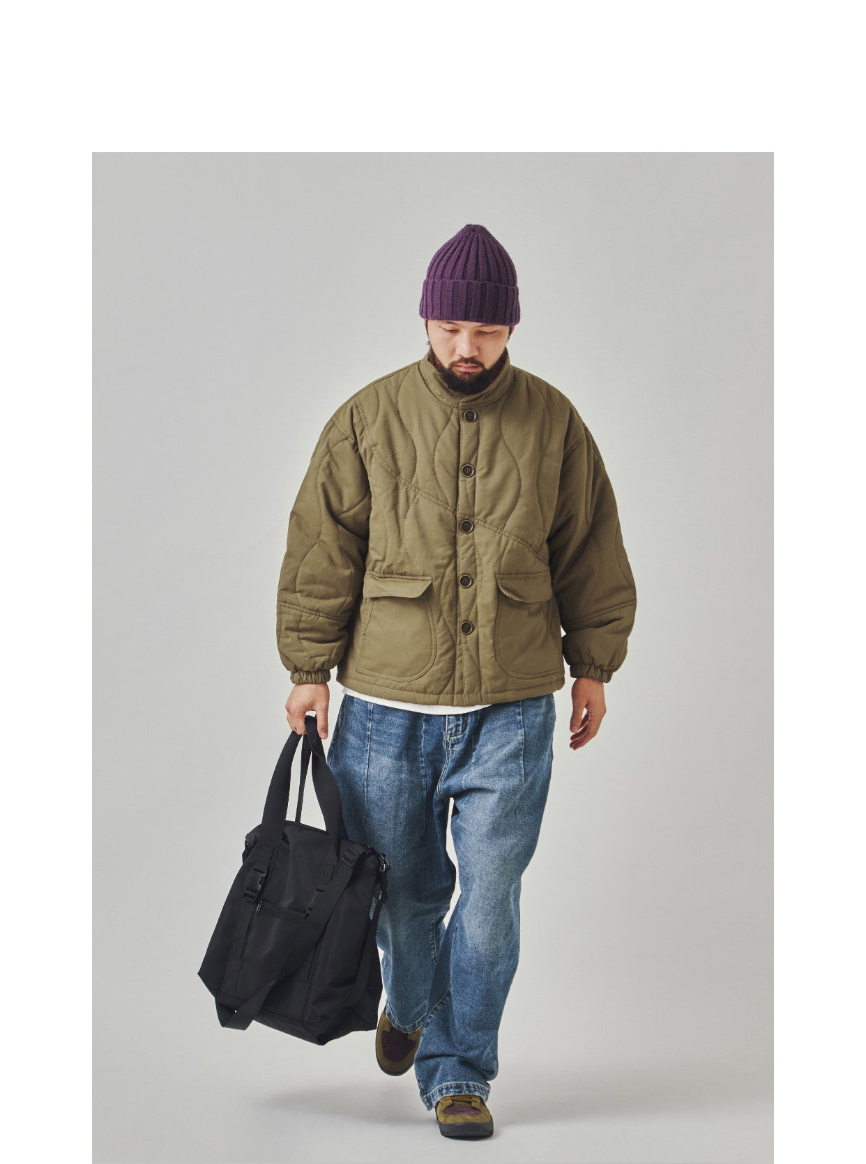 Stand Collar Cotton Padded Jacket - Large Pocket Thick Winter Coat (Men)